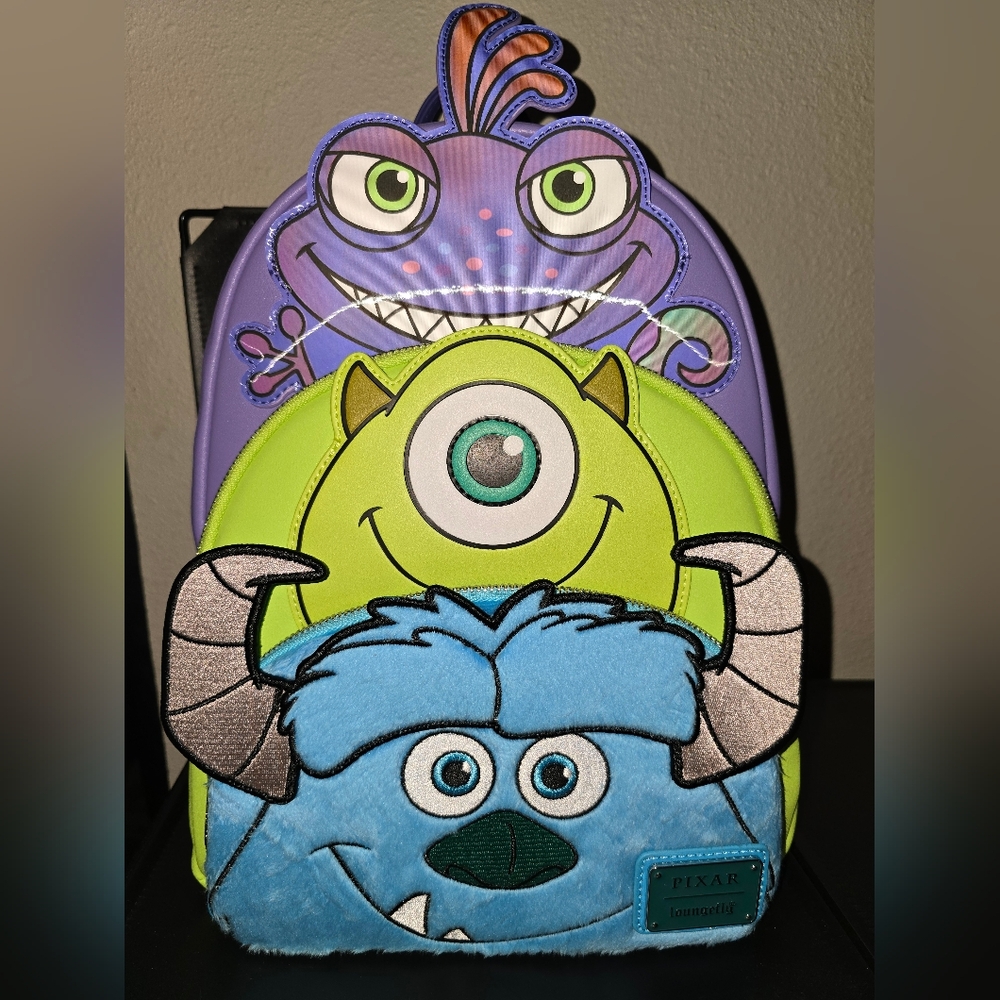 Loungefly Monsters Inc. Triple Pocket Mini Backpack